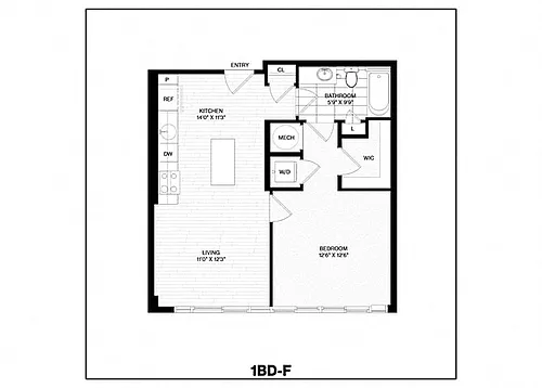 Floor plan 1 Bed/1 Bath-F