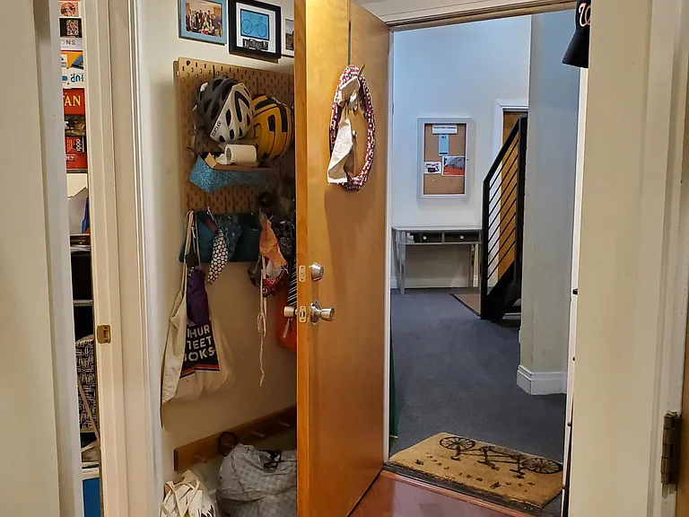 Bedroom 2 door to the left; unit door straight ahead
