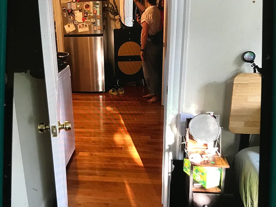 Living room into kitchen