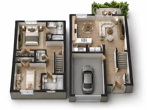 Floor plan 2 Bedroom 2 Bathroom Townhome - 1,575 SF