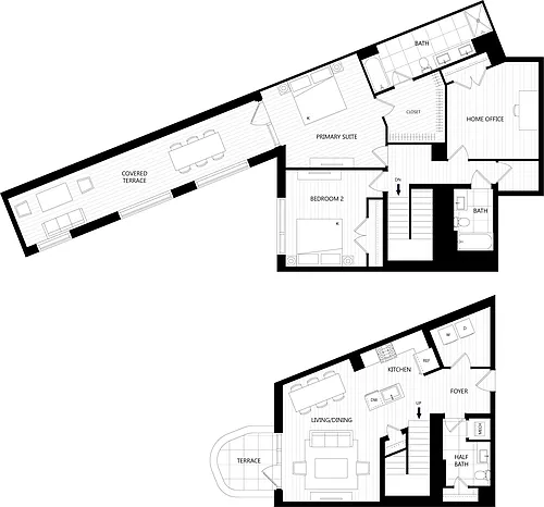 Floor plan 2 Bed/2.5 Bath Den Loft-TH12