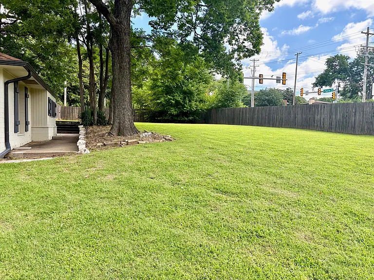 View of double lot side yard from the south.