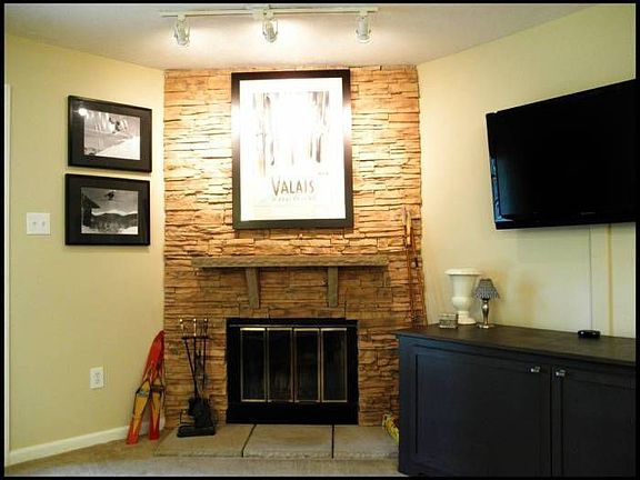 Stacked Stone Fireplace