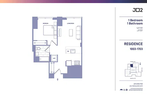 Floor plan 1 Bed | 1 Bath - 2