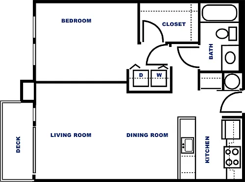 Floor plan One Bedroom One Bath 1E