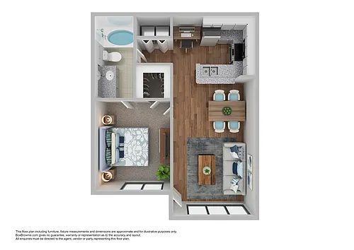 Floor plan 1 Bedroom 1 Bath Style A1