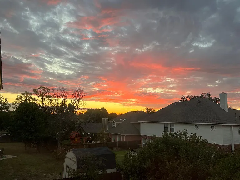 beautiful sunset view from master window