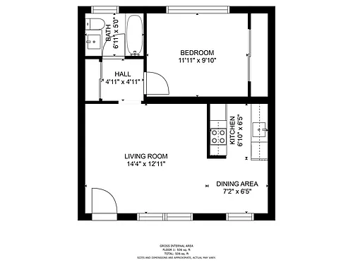Floor plan One Bedroom Unit