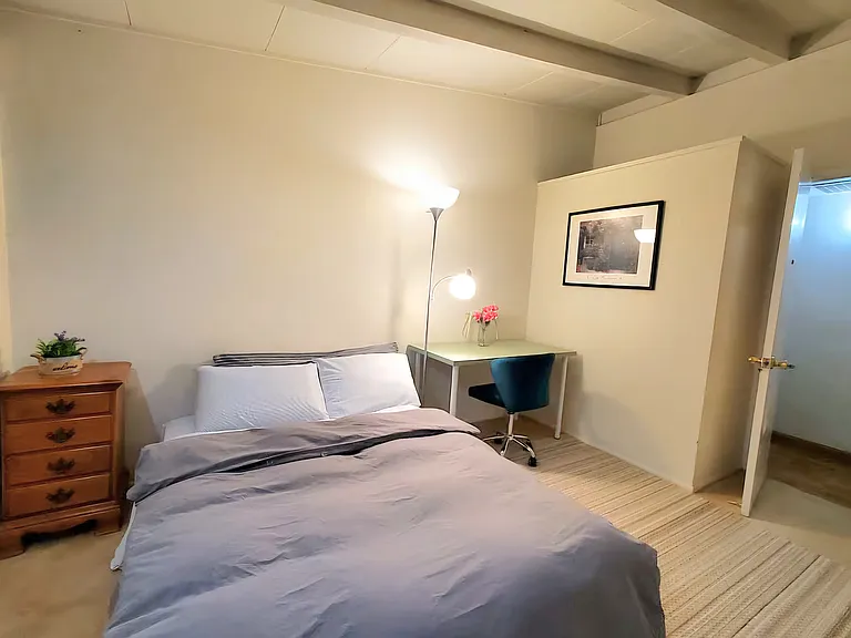 Big Comfy Bed, Desk, Nightstand