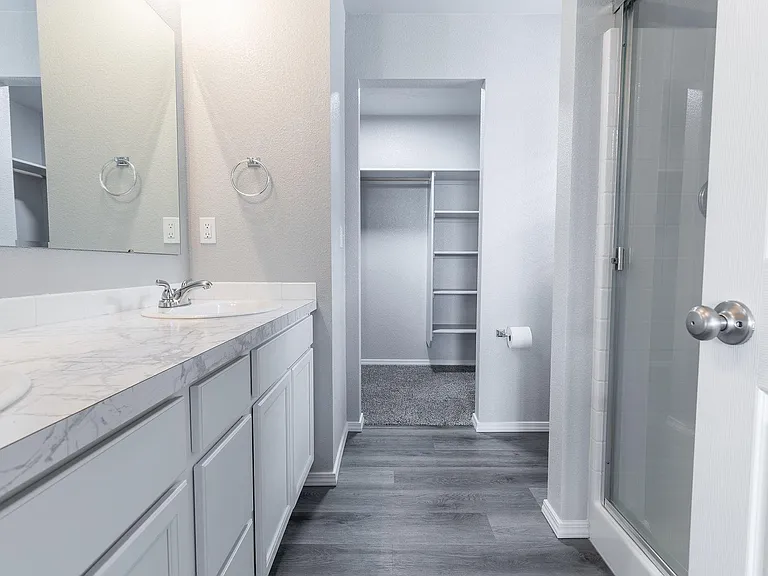 Master bathroom connects to walk in closet