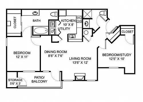 Floor plan 2 Bed 2 Bath Renovated
