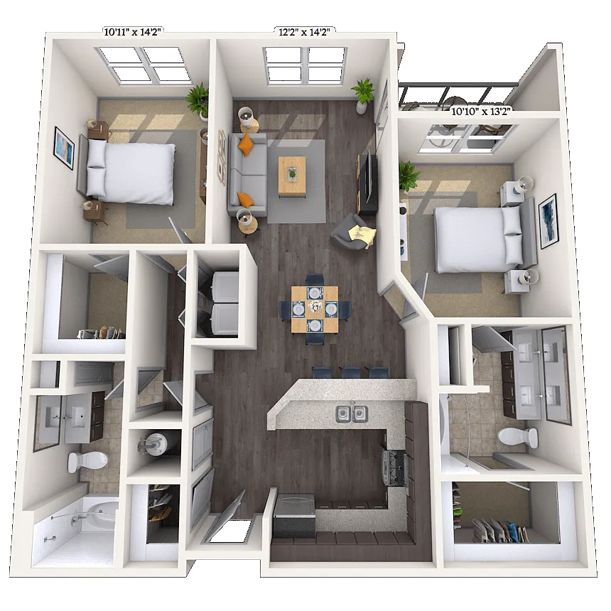 Floor plan Traditional 2x2 1089-1166 SF