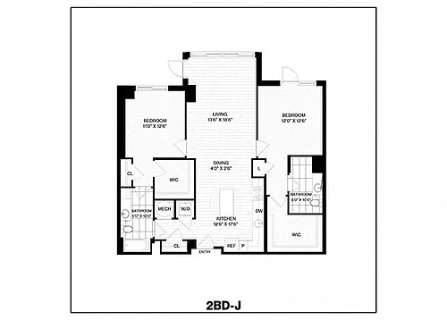 Floor plan 2 Bed/2 Bath-J