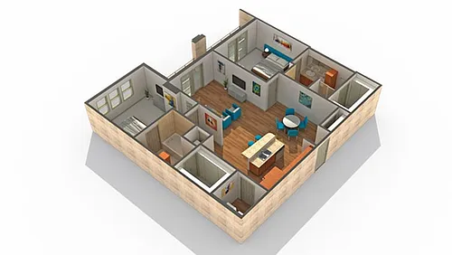 Floor plan 2 BR x 2 BA - E
