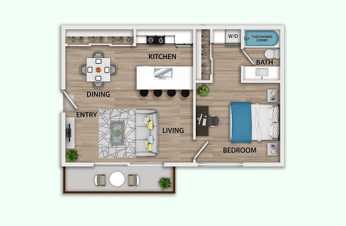 Floor plan 1 Bedroom, 1 Bath