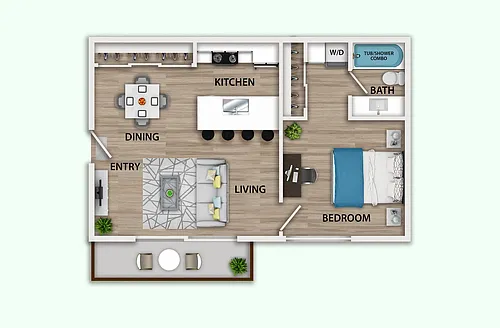Floor plan 1 Bedroom, 1 Bath