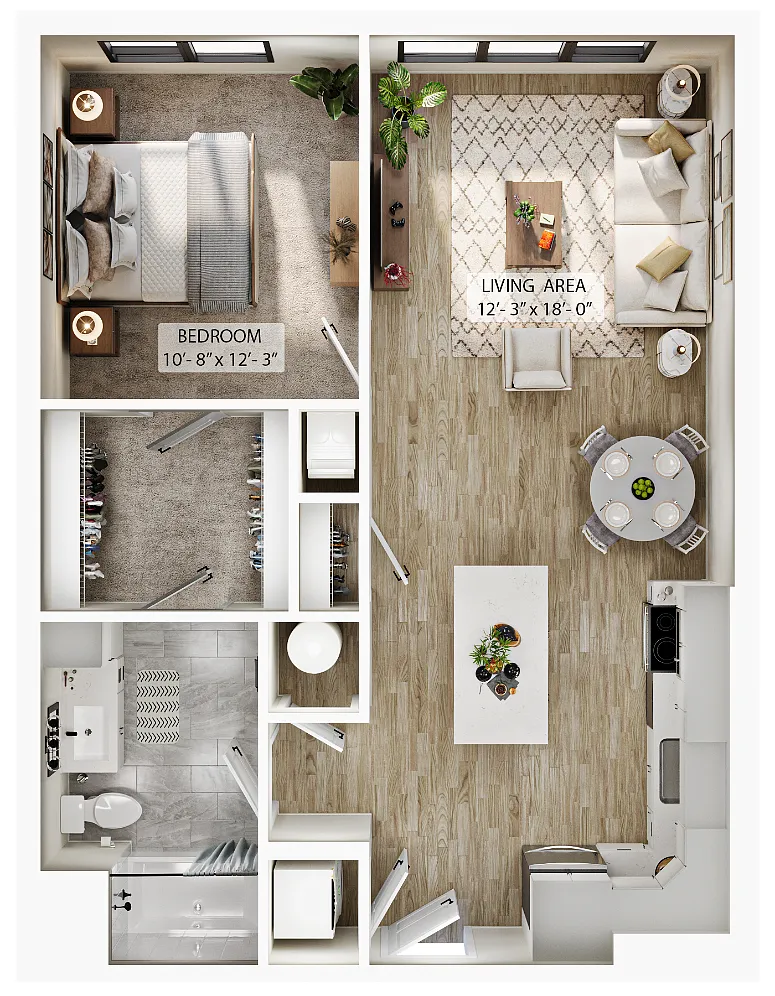 Floor plan 1 Bed/1 Bath-A6