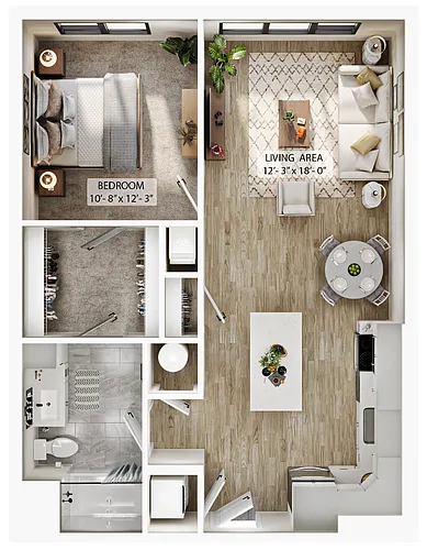 Floor plan 1 Bed/1 Bath-A6