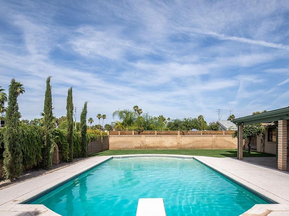 Large Pool and Cypress Trees