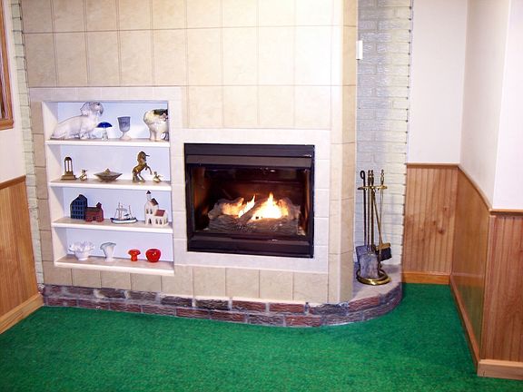 Energy Saving Woodstove Fireplace in Basement
