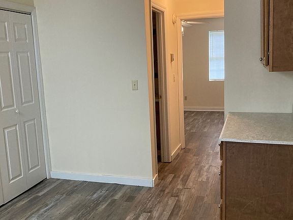 Looking from the kitchen towards the bedroom.