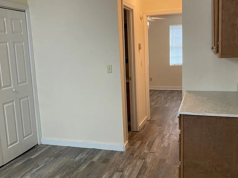 Looking from the kitchen towards the bedroom.