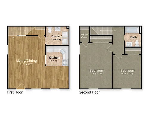 Floor plan 2 Bed x 1.5 Baths Townhouse Electric