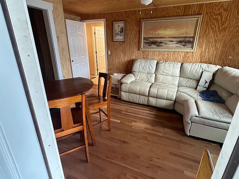 Covered entry door into living room