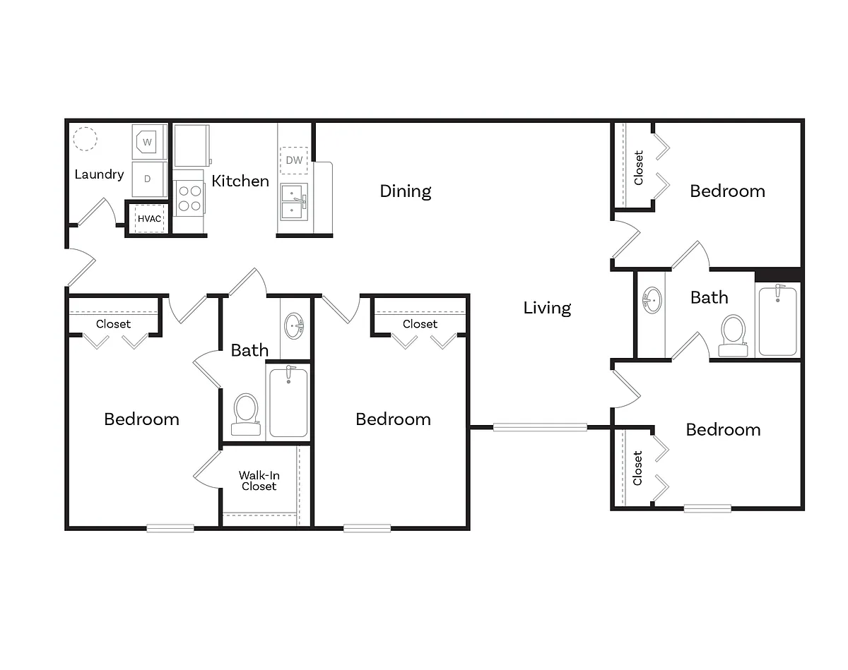 Floor plan Four Bedroom Two Bath
