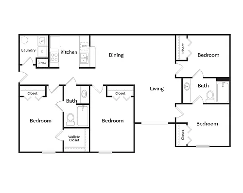 Floor plan Four Bedroom Two Bath