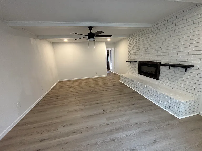 Large family room with electric fireplace