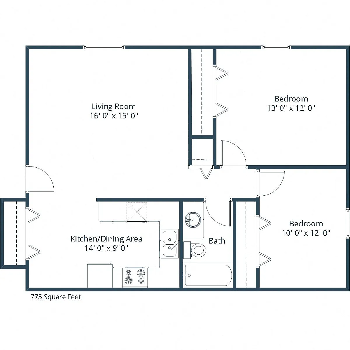 Floor plan Two Bedroom 21A