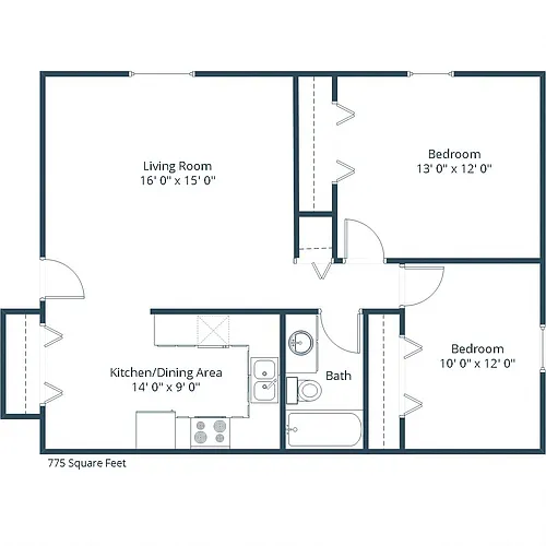 Floor plan Two Bedroom 21A