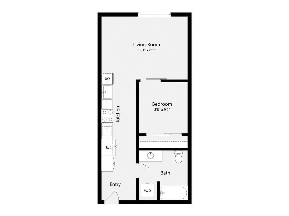 Floor plan Urban One Bedroom A01B