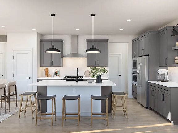 Kitchen with pendant lighting