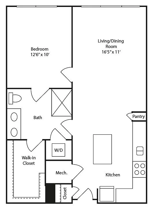 Floor plan 1 BR A1M