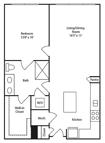 Floor plan 1 BR A1M