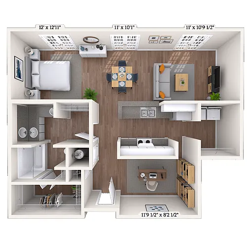 Floor plan Loft 0x1 929-955 SF