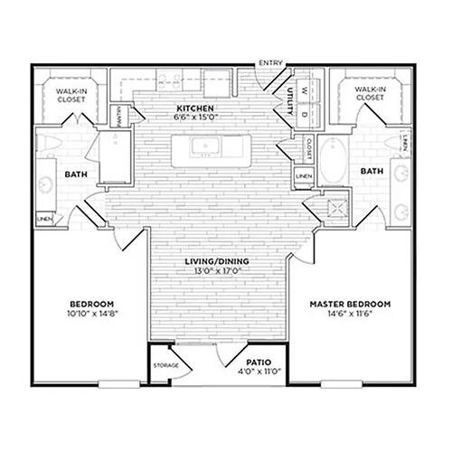 Floor plan B1B - Two Bedroom