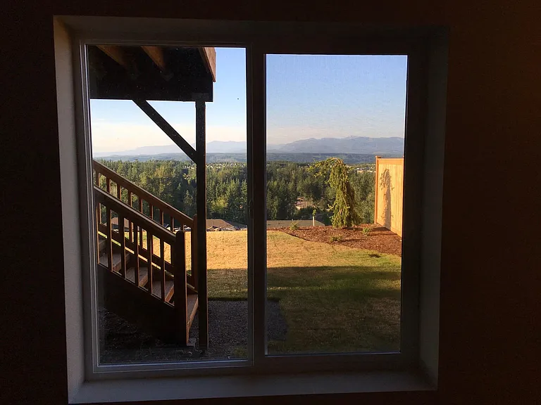 view from basement bedroom