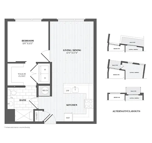 Floor plan 1 Bed/1 Bath-A11a 367 Orange