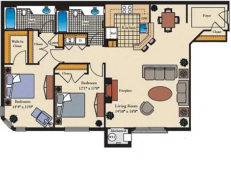 Floor plan 2 Bed/2 Bath-B7