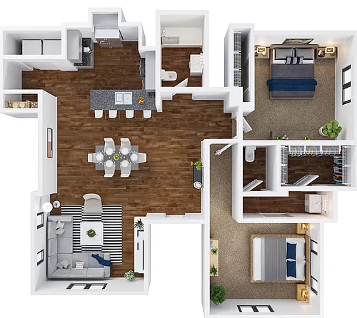 Floor plan C Two Bedroom, Two Bath