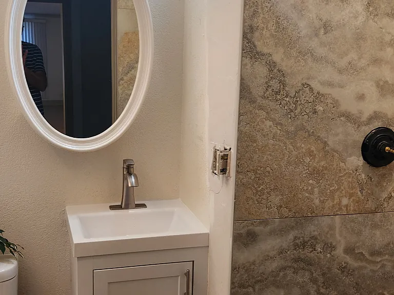 Master bath sink and shower.