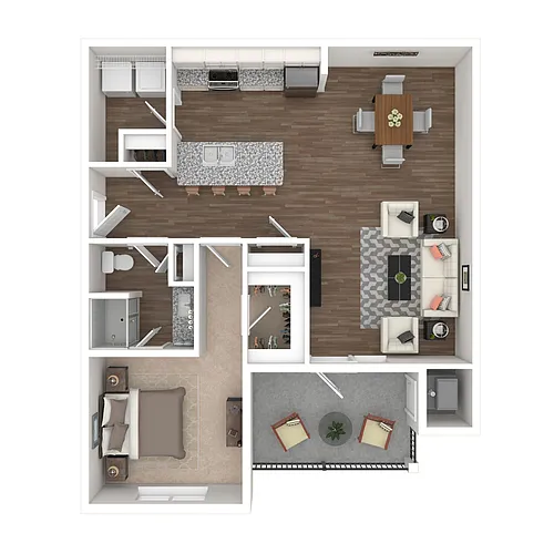 Floor plan Compass - 1 Bedroom with Balcony
