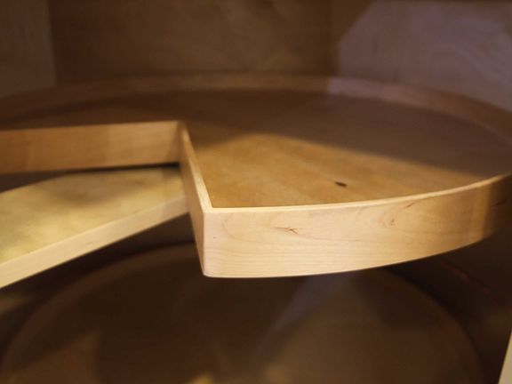 lazy Susan and spice drawers.
