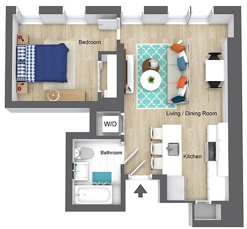 Floor plan One Bedroom - 26 WB