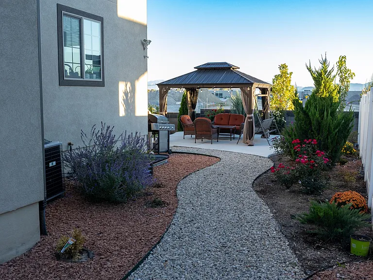 View of the backyard as you walk in from the frong