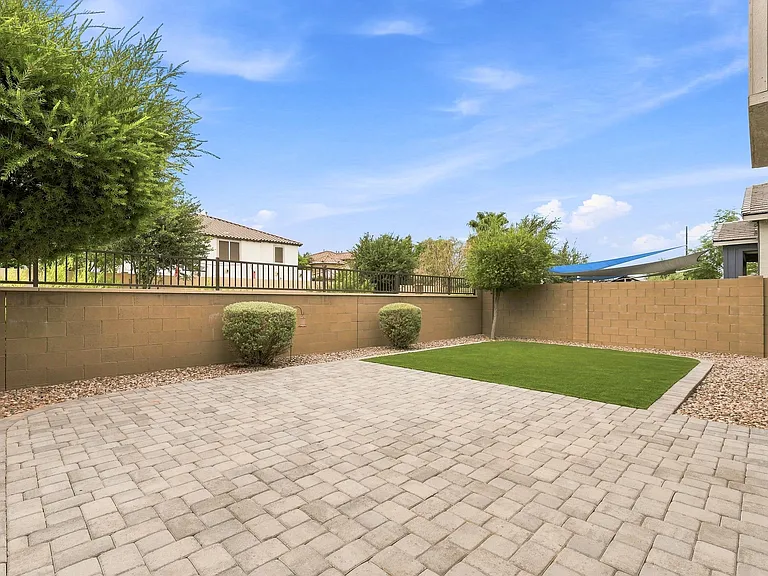 Large Paver Patio with Synthetic Grass