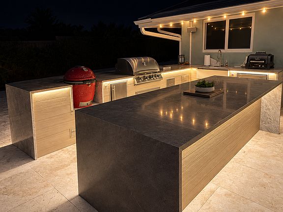 Gourmet outdoor kitchen and island